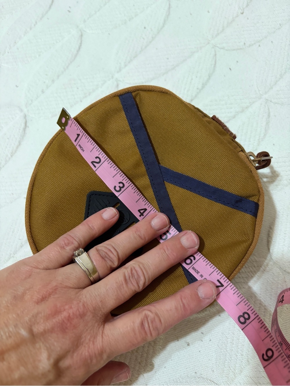 United By Blue Men's Round Utility Pouch in Mustard w  blue trim. - Picture 8 of 11